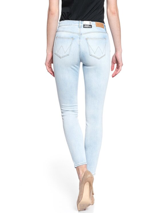 Wrangler Wrangler Jeansy SKINNY CROP Niebieski Skinny Fit