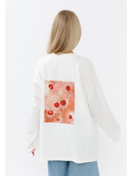 Mirons Mirons Longsleeve Print Biały Oversize