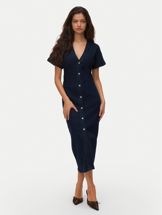 Vero Moda Vero Moda Džinsinė suknelė Sanni 10345708 Tamsiai mėlyna Slim Fit