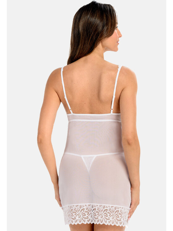 Teyli Teyli Koszula nocna damska siateczkowa Excellent Biały Slim Fit