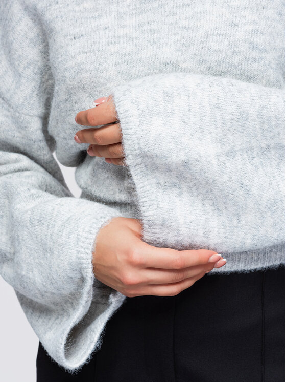 Ombre Ombre Sweter OW-SW-E0062 Szary Relaxed Fit