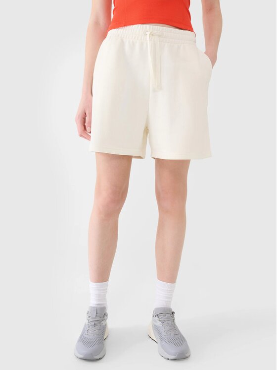 4F 4F Šortky z materiálu 4FWSS25TSHOF529-11S Bílá Oversize