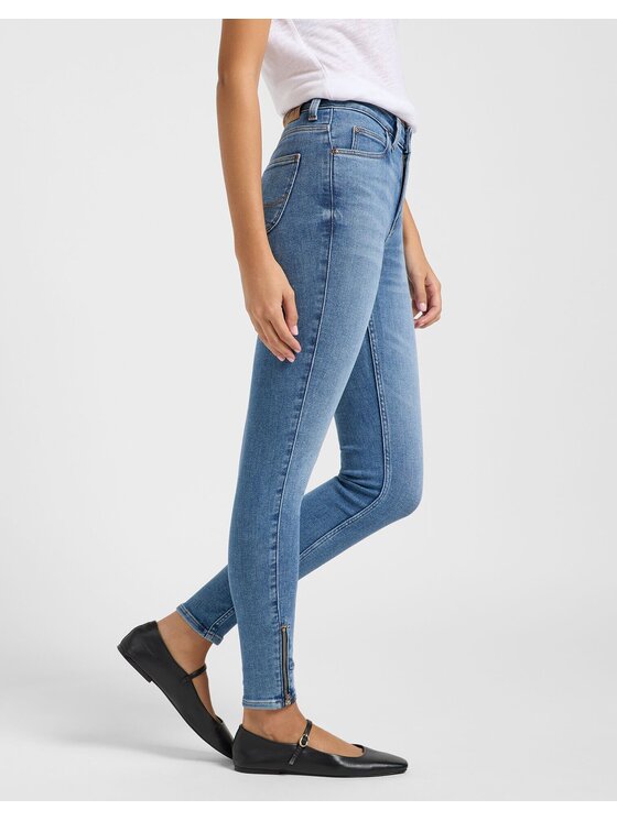 Lee Lee Jeansy SCARLETT HIGH ZIP Niebieski Skinny Fit