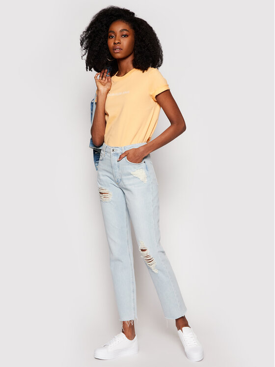 Calvin Klein Jeans Marškinėliai J20J215322 Oranžinė Regular Fit • Modivo.lt