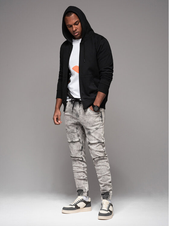 Ombre Ombre Jeansy OM-PADJ-0243 Szary Regular Fit