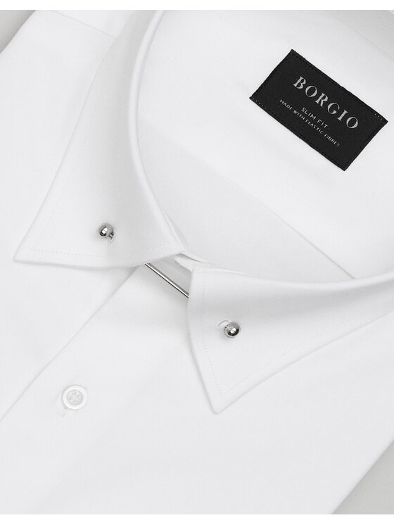 Borgio Borgio Koszula pinerolo 00657 Biały Slim Fit