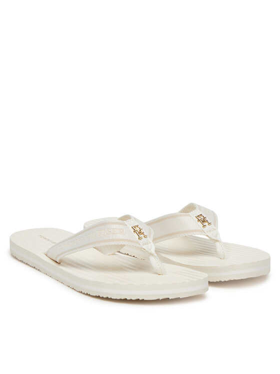 Tommy Hilfiger Tommy Hilfiger Джапанки Th Stripes Beach Sandal FW0FW08528 Бял