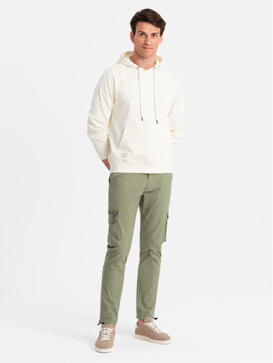 Ombre Ombre Cargo kalhoty OM-PACG-0196 Khaki Regular Fit