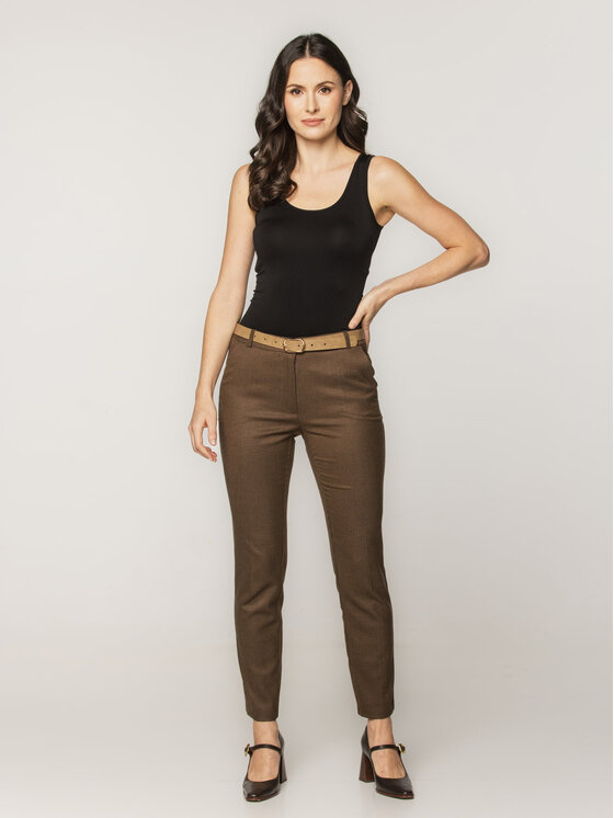 Willsoor Willsoor Spodnie materiałowe 67902 Brązowy Cigarette Fit