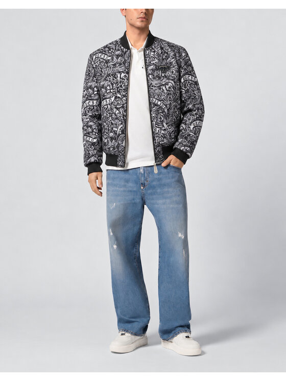 PHILIPP PLEIN PHILIPP PLEIN Kurtka bomber 31475 Czarny Regular Fit