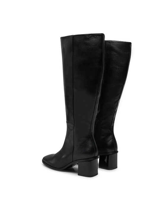 Calvin Klein Calvin Klein Ботуши Heel Knee Boot 50 W/Ml Lth HW0HW02321 Черен