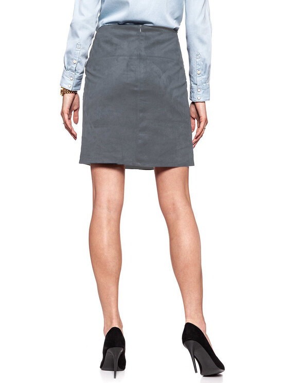 Tom Tailor Tom Tailor Spódnica mini TOM TAILOR FAKE VELOUR LEATHER SKIRT Szary Regular Fit