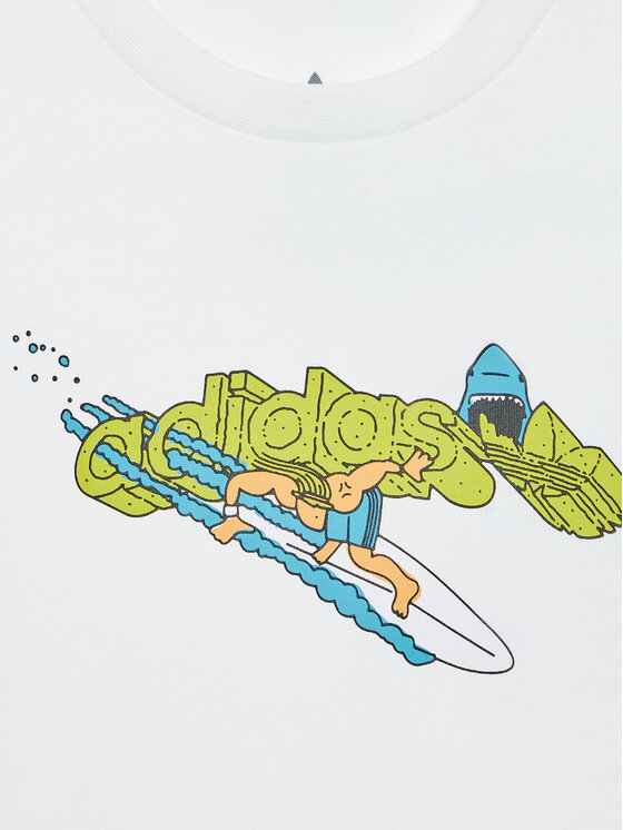adidas adidas Marškinėliai Graphic Stoked Beach HE6908 Balta Regular Fit