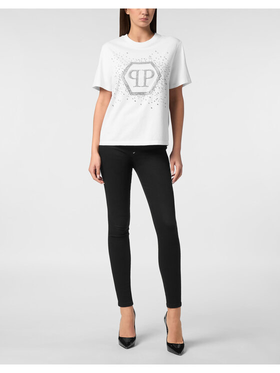 PHILIPP PLEIN PHILIPP PLEIN T-Shirt 23595 Biały Over Fit