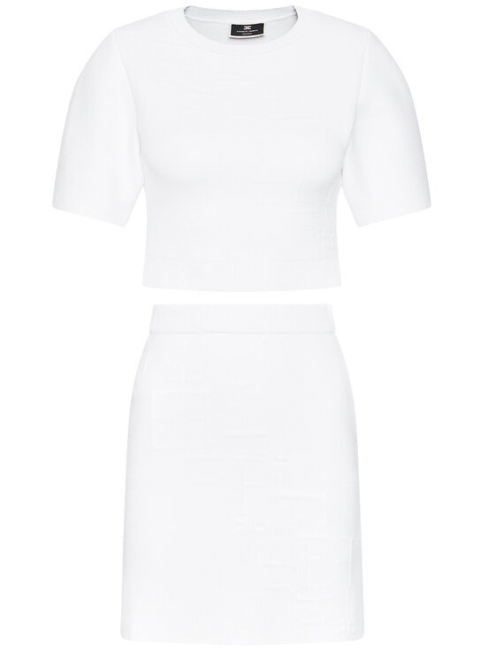 Elisabetta Franchi Elisabetta Franchi Комплект блуза и пола KC-17Q-11E2-V540 Бял Slim Fit