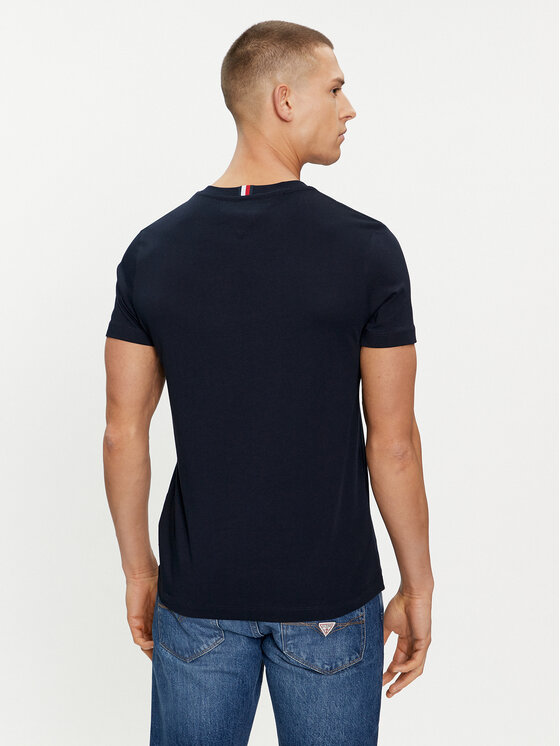 Tommy Hilfiger Tommy Hilfiger T-Shirt Global Stripe MW0MW34388 Granatowy Regular Fit