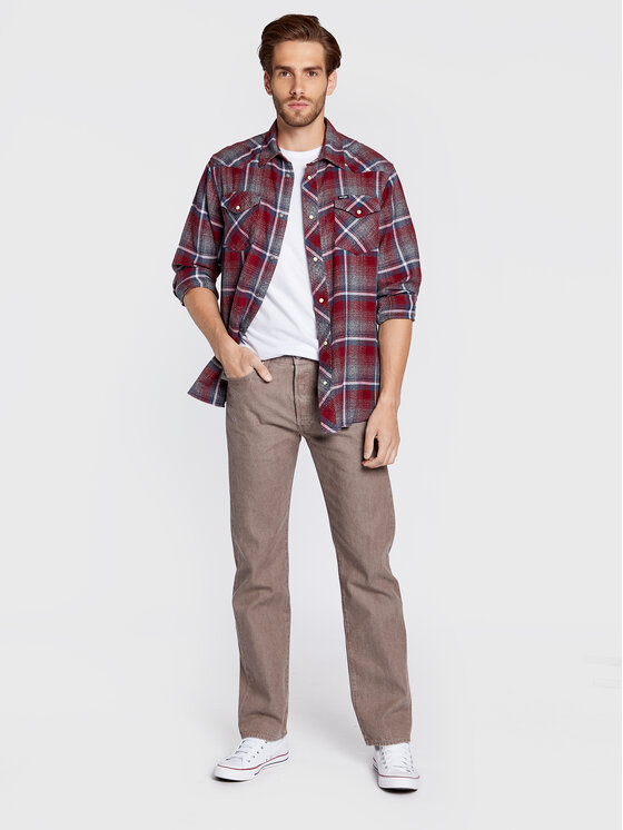 Wrangler Wrangler Koszula Heritage W5D1LAXRO 112324116 Czerwony Regular Fit