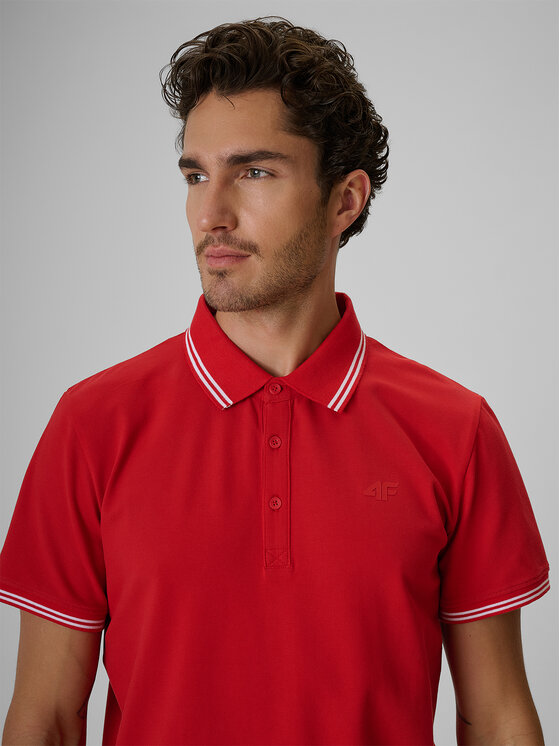 4F 4F Polo STREFA KIBICA Czerwony Regular Fit