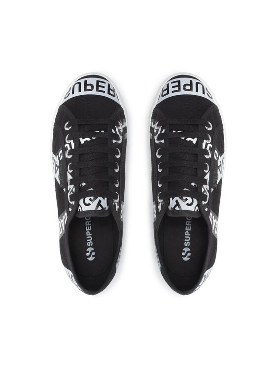 Superga Teniszcip 2790 Lettering Tape Jellysole S41161W Fekete