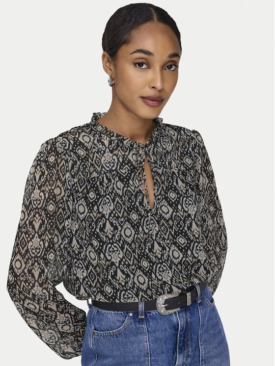 ONLY ONLY Bluzka Ditsy 15229700 Czarny Regular Fit