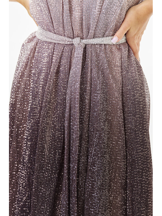 Awama Awama Večerné šaty A703 Strieborná Basic Fit