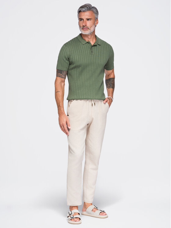 Ombre Ombre Spodnie materiałowe OM-PACP-0310 Biały Regular Fit