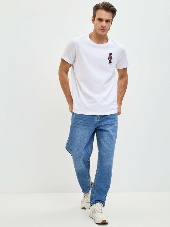 CAT by maniita lacitta CAT by maniita lacitta T-Shirt Printed men's t-shirt with CAT Biały Regular Fit