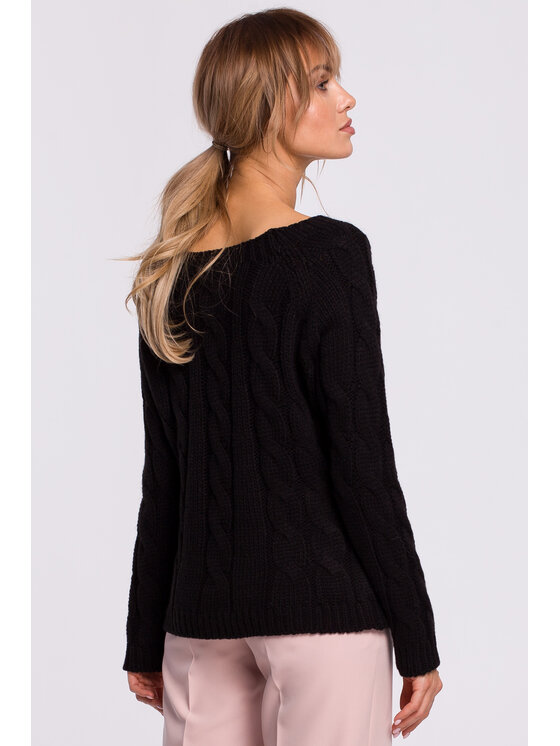 Made of Emotion Made of Emotion Sveter M511 Čierna Basic Fit