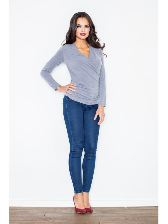 FIGL FIGL Svetr M247 Šedá Regular Fit