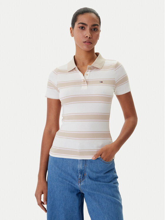 Tommy Jeans Tricou polo DW0DW22327 Bej Slim Fit