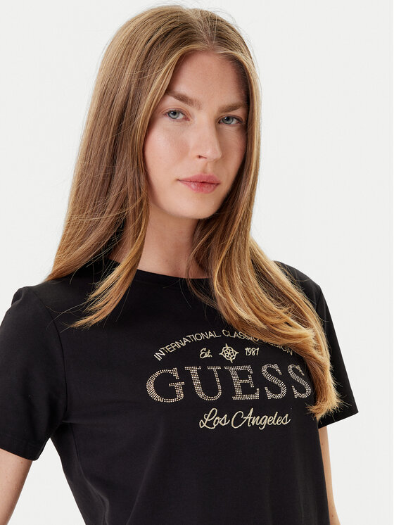 Guess Guess Футболка V5YI13 J1314 Чорний Regular Fit