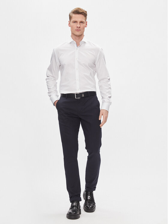 HUGO Hugo Krekls Kery 50508303 Balts Slim Fit