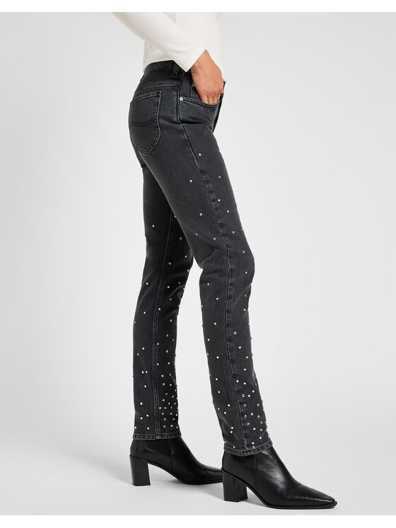 Lee Lee Jeansy Rider Jeans Czarny Slim Fit