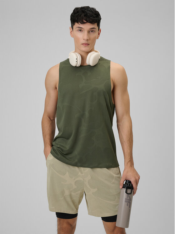 4F 4F Koszulka techniczna ATHLETIC Khaki Regular Fit