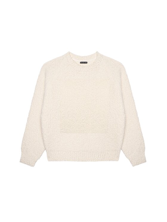 B SIDES B SIDES Sweter MERINO BOUCLE Biały Boxy Fit