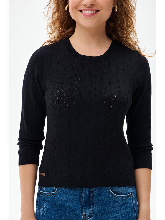 blue shadow blue shadow Sweter Deca Czarny Regular Fit