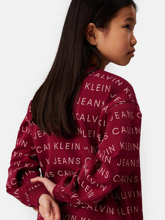 Calvin Klein Jeans Calvin Klein Jeans Трикотажна сукня Logo Aop IG0IG02665 Бордовий Regular Fit