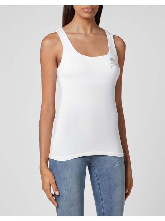 PHILIPP PLEIN PHILIPP PLEIN Top 3547 Biały Regular Fit