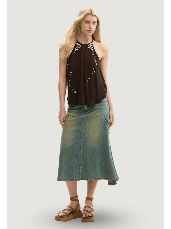 Desigual Desigual Canottiera BLUS_BOTT Marrone Casual Fit