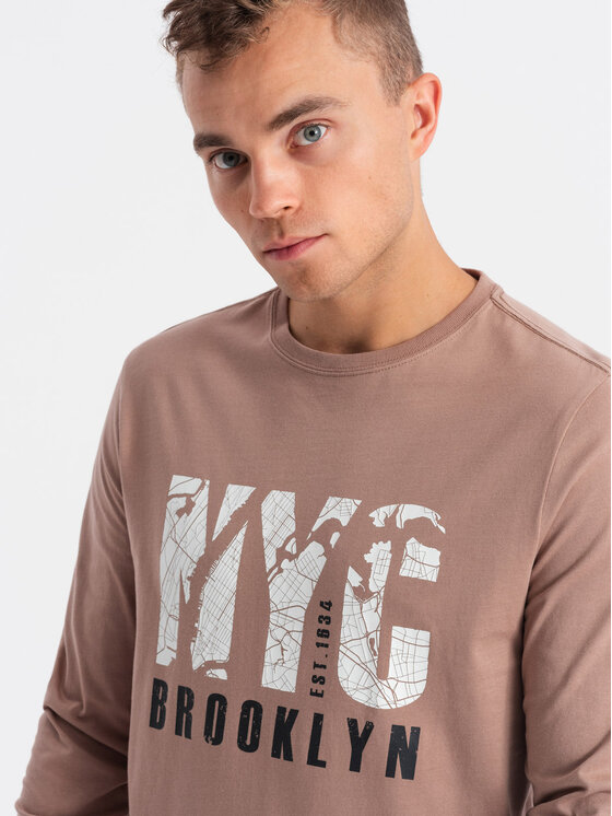 Ombre Ombre S dlouhým rukávem OM-LSPT-0115 Hnědá Regular Fit