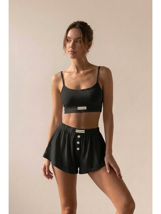 MissDenim MissDenim Piżama Pajama Set Czarny Regular Fit
