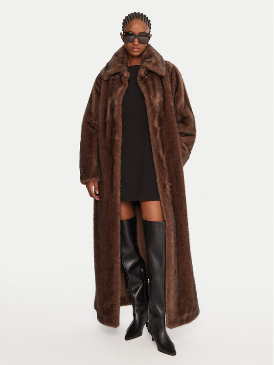 TWINSET TWINSET Pelzmantel 252AT2190 Braun Relaxed Fit