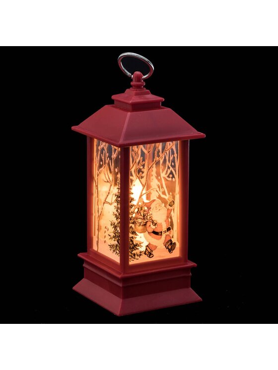 MIAhome MIAhome Lampion świąteczny LED z Mikołajem Czerwony