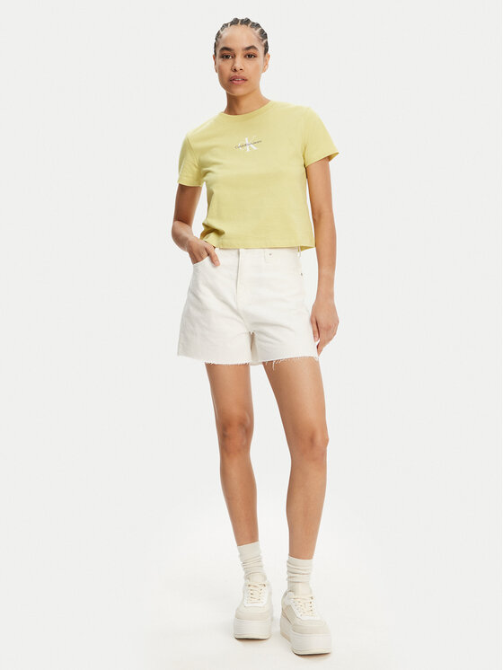 Calvin Klein Jeans Calvin Klein Jeans Džínové šortky J20J225153 Bílá Mom Fit