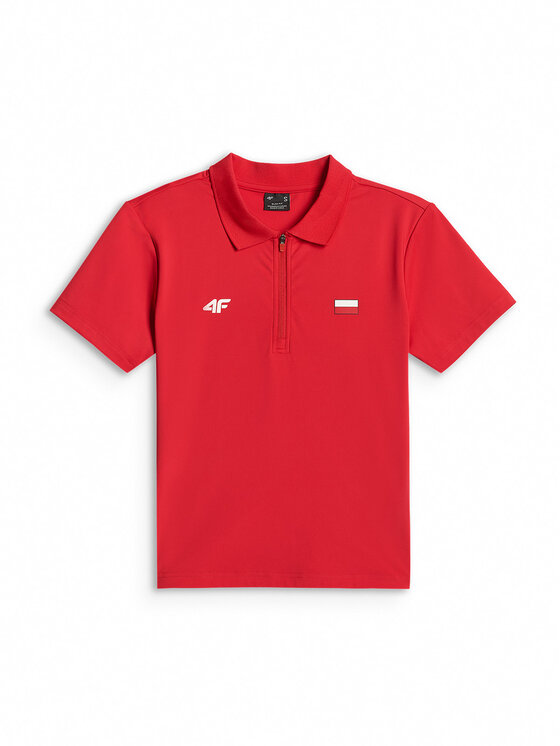4F 4F Polo STREFA KIBICA Czerwony Slim Fit