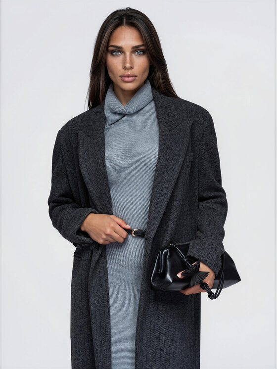 Ombre Ombre Kabát pro přechodné období OW-CT-E0019 Šedá Oversize