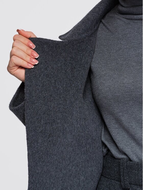 Ombre Ombre Płaszcz przejściowy OW-CT-E0031 Szary ciemny Relaxed Fit