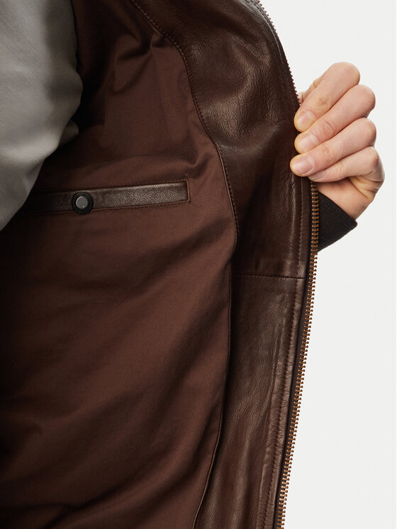 Aeronautica Militare Aeronautica Militare Geacă de piele 261PN5056U100839 Maro închis Regular Fit