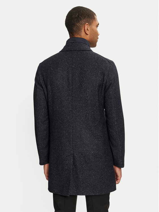 BOSS Boss Płaszcz wełniany H-hyde 50528177 Granatowy Slim Fit
