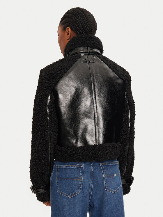 KARL LAGERFELD KARL LAGERFELD Μπουφάν από απομίμηση δέρματος 246W1507 Μαύρο Regular Fit